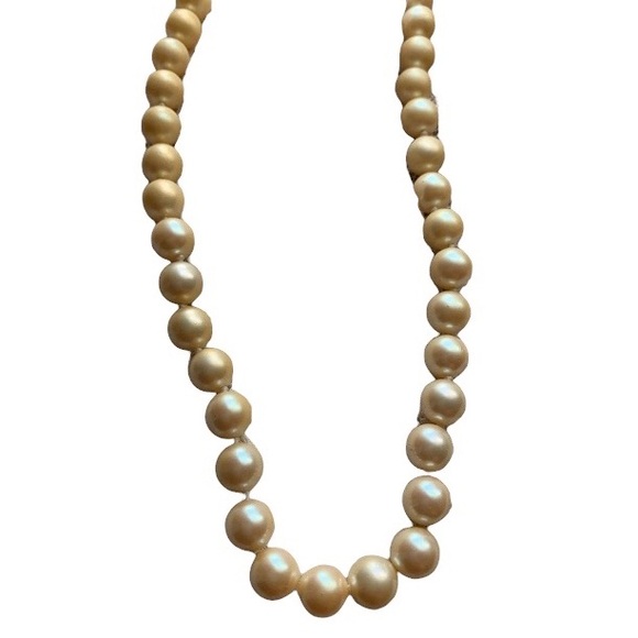 Vintage Estate Peach Faux Pearl Collar Choker Necklace Box Clasp Bridal Wedding - Picture 2 of 8